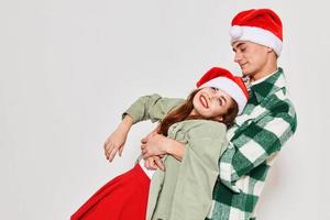 Drunk woman leaned on a man New year fun friendship with lifestyle photo