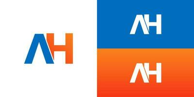 letter AH logo gradient blue orange vector
