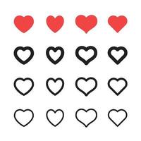 Heart shape linear icons. Love symbols. vector