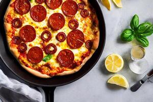 The delicious pizza with photo