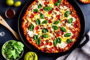 The delicious pizza with photo