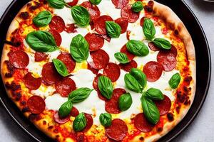 The delicious pizza with photo