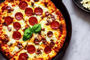 The delicious pizza with photo