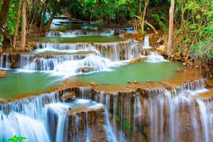 Amazing colorful waterfall in national park forest during spring,beautiful deep forest in Thailand,technic long exposure, during vacation and relax time. photo