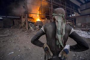 Blast furnace in the melt steel works in Demra, Dhaka, Bangladesh. photo