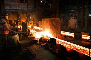 Bangladesh May 19, 2015 Workers are working inside a Steel Mill, Demra, Dhaka, Bangladesh photo