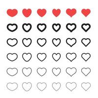 Heart shape linear icons. Love symbols. vector