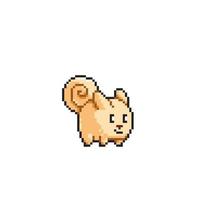 rabbit with curly tail in pixel art style vector