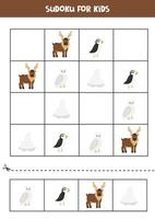 educativo sudoku juego con linda ártico animales vector