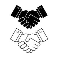 Business handshake or contract agreement line art vector icon for apps and websites