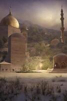 Ai generated islamic praying mosque arabic, eid mubarak photo