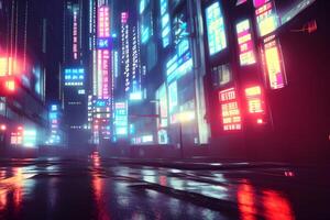 tokyo city night cyber punk background neon photo