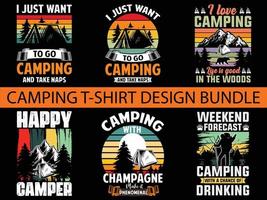Camping t-shirt design bundle free vector