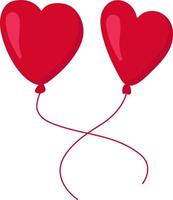 Two red balloons in the shape of a heart for valentine's day, wedding vector