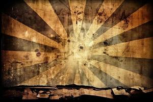Retro sun burst vintage banner background with copy space. Grunge texture of old paper style photo