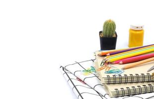 educación antecedentes - papelería conjunto y cactus foto