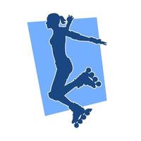 Silhouette of a sporty people moving with roller blade. Silhouette of roller blade action pose. vector