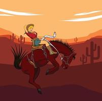 dama vaquero con caballo ilustración vector