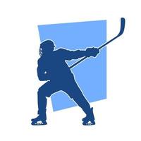 Silhouette of ice hockey athlete in action pose. Silhouette of ice hockey sport people with uniform and protector mask. vector