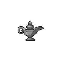 iron genies lamp in pixel art style vector