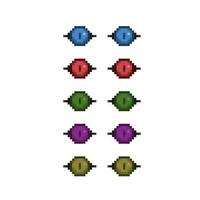 devil eye collection set with different color in pixel art style vector