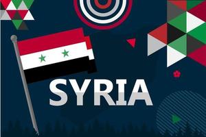 Syria national day banner with map, Syrian flag Arab Vector Illustration.