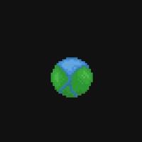 green planet in pixel art style vector