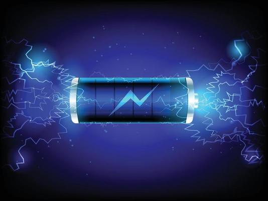blue background battery charging