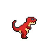 red tyrannosaurus in pixel art style vector