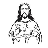 jesus christ good shepherd drawing vector