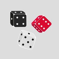 Black, red and white dice for casino gambling and other entertainment games. Vector design.