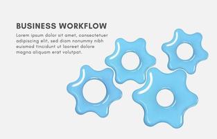 3D set of gears, Business workflow or cooperation concept, Vector illustration.