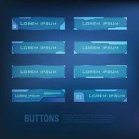 button set Techno-futuristic style sci-fi color blue 11 vector