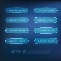 button set Techno-futuristic style sci-fi color blue 12 vector