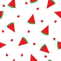 Vector pattern with watermelon slices and hearts