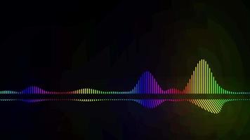 Musik- Ausgleich, Klang Visualisierung Welle Animation. abstrakt Digital Audio- Wellenform Musik- Equalizer Schleife Animation auf schwarz Hintergrund. Audio- Spektrum Tanzen video