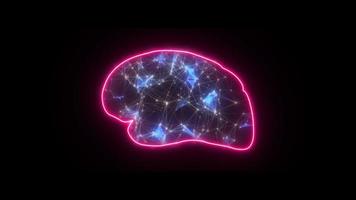 Abstract Digital Human Brain Animation With Plexus Molecule Background. Artificial Intelligence Futuristic Human Brain Animation. Human Brain Rotating Neurosurgery Bg video