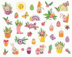 Easter set of hand drawn illustration. White background, isolate. Vector illustration.