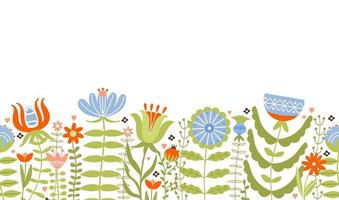 contento Pascua de Resurrección sin costura primavera florístico marco borde. varios flores, rama y hojas. vector ilustración con Copiar espacio para tarjeta, invitación, póster, volantes etc.
