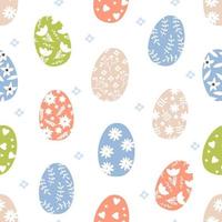 Easter seamless pattern with various colored eggs. Texture for textile, postcard, wrapping paper, packaging etc. Vector illustration.