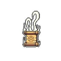 magic scroll with pentagram sign in pixel art style vector