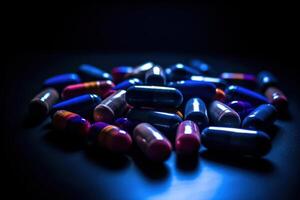 pill capsules on dark background photo