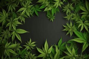 empty mockup with green cannabis leaves photo