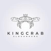 king crab with crown logo line art vector illustration design