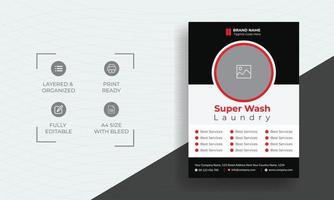 Laundry Service Flyer, Laundry service flyer template. Laundry service poster design ideas. Cleaning service leaflet template vector