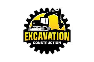 Excavator logo template vector. Heavy equipment logo vector for construction company.