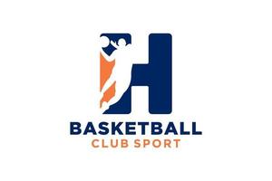 inicial letra h baloncesto logo icono. cesta pelota logotipo símbolo. vector