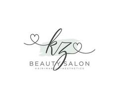 inicial kz femenino logo colecciones modelo. escritura logo de inicial firma, boda, moda, joyería, boutique, floral y botánico con creativo modelo para ninguna empresa o negocio. vector