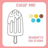 Coloring activity for children. Educational coloring worksheet. Printable coloring page or sheet outline of ice cream on white background. Practice worksheet for school and kindergarten. Vector file.