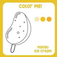 Coloring activity for children. Educational coloring worksheet. Printable coloring page or sheet outline of ice cream on white background. Practice worksheet for school and kindergarten. Vector file.